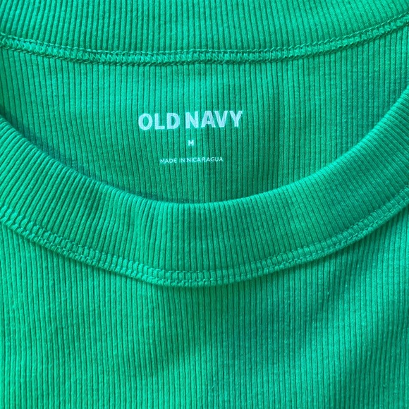 Old Navy Womens M Ribbed Tank Top Stretch Cotton Sleeveless Shirt Green Crewneck - Picture 2 of 2